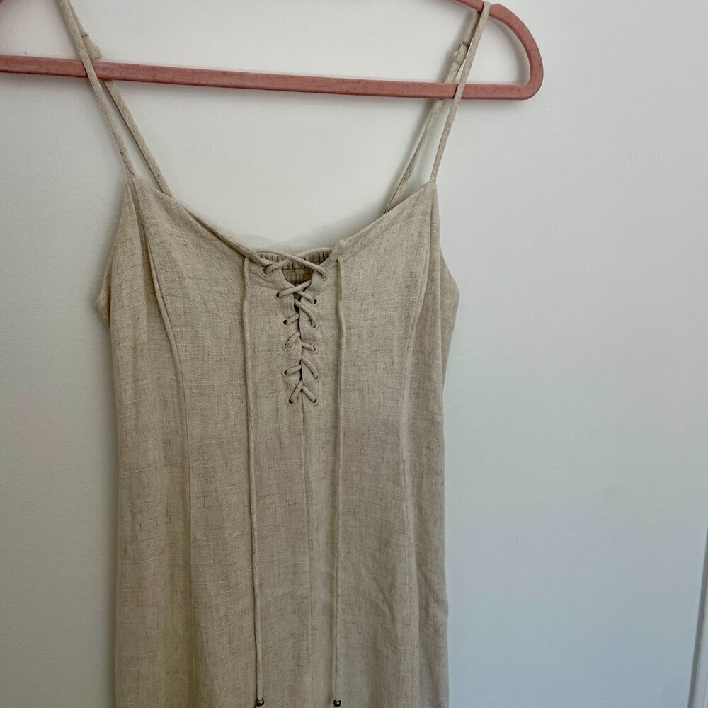 Gentle Fawn Wesley Linen Dress Beige XS | Cottagecore Boho Minimalist Chic - Picture 3 of 9